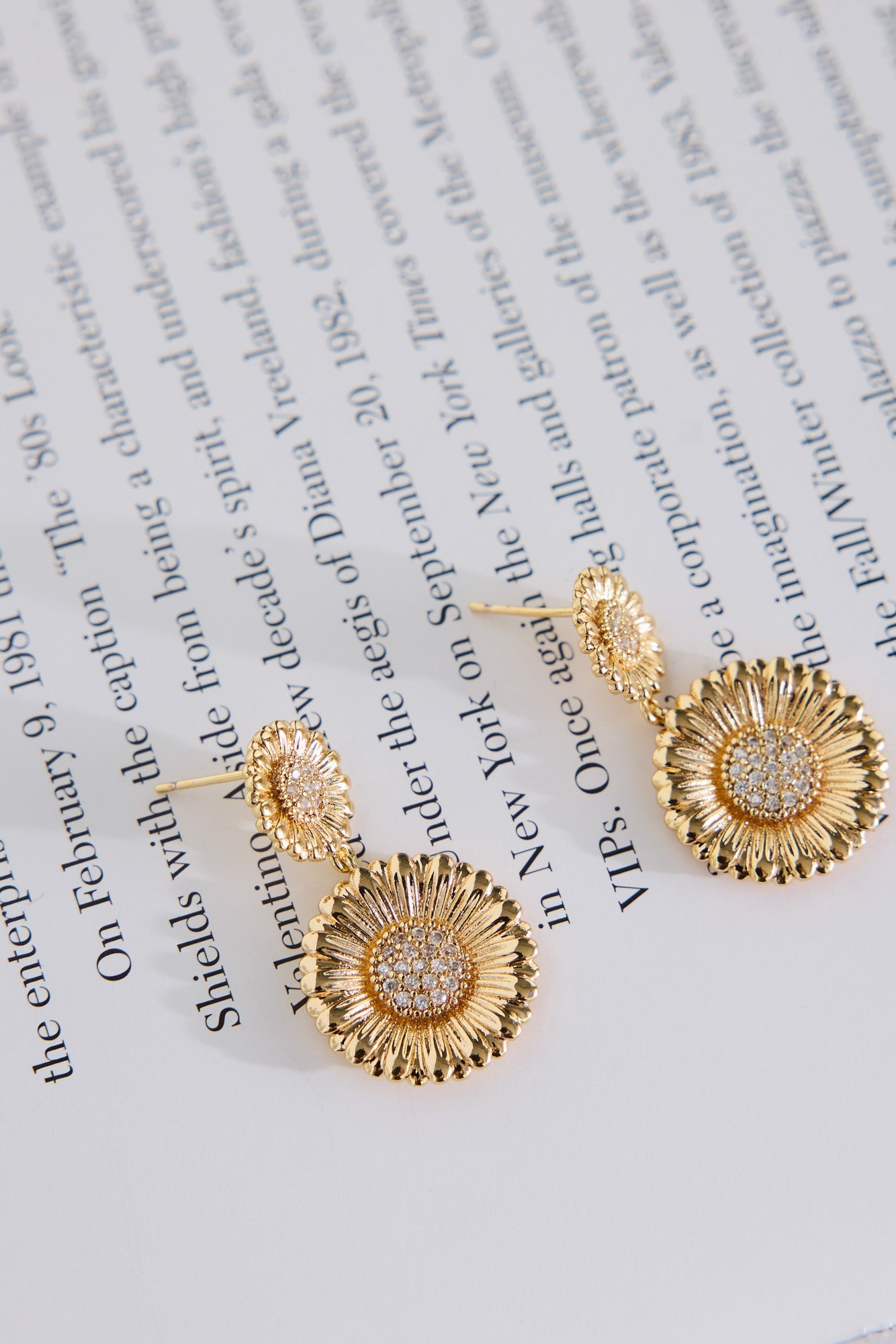 18k Gold Plated Shimmering Sun Earrings Gold