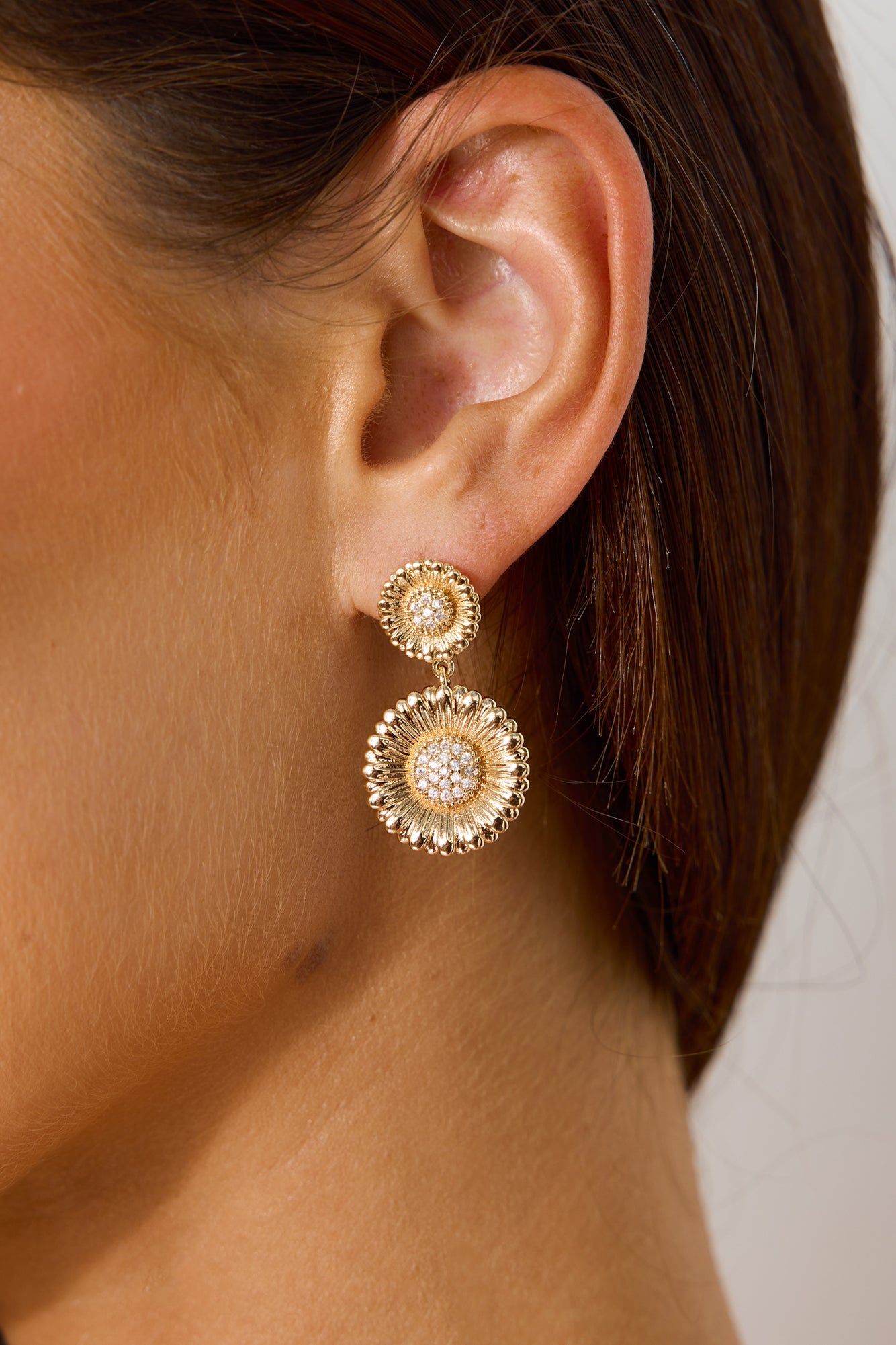 18k Gold Plated Shimmering Sun Earrings Gold