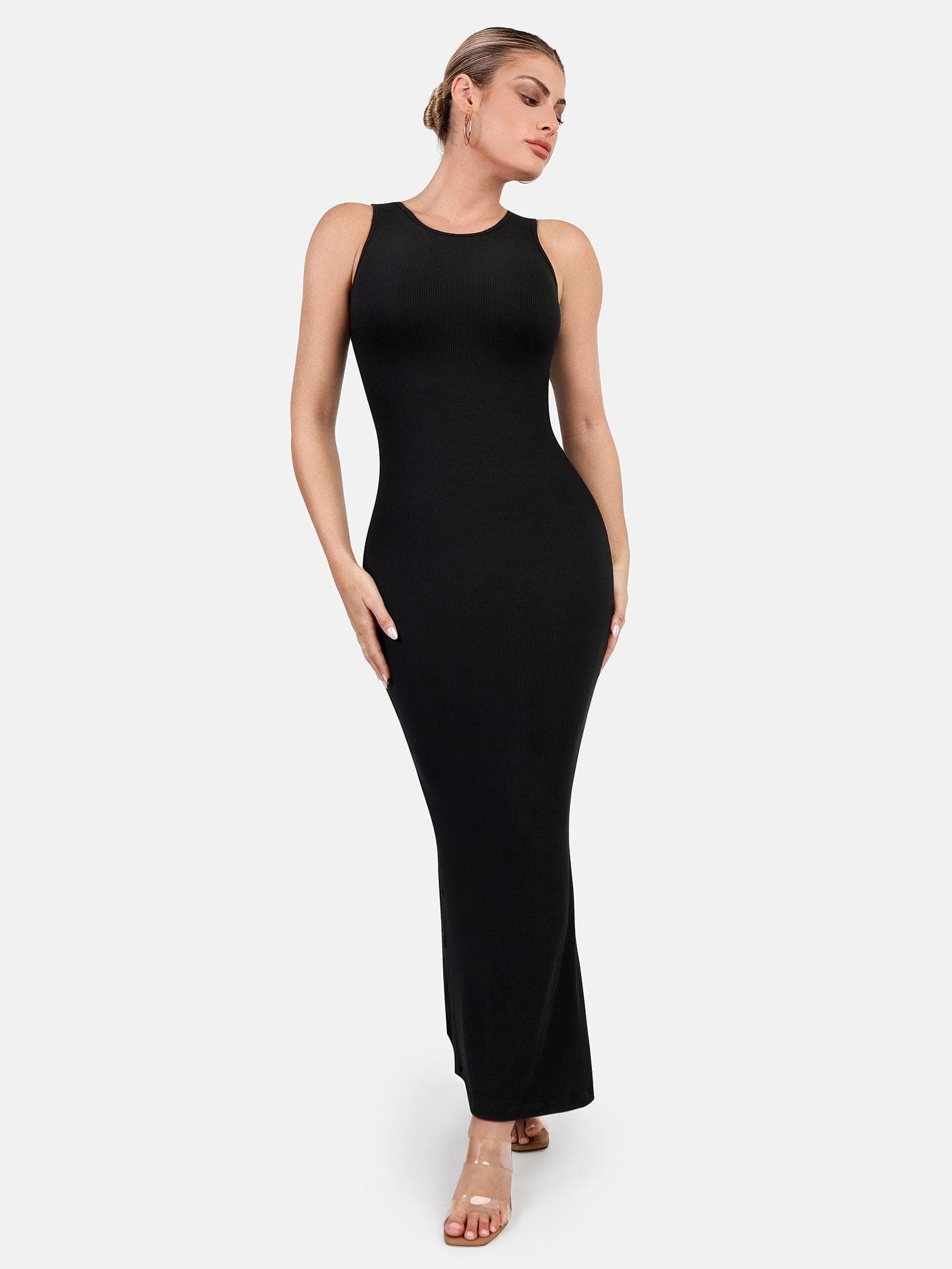 Shapewear Modal Sleeveless Crew Neck Slimming Maxi Dress